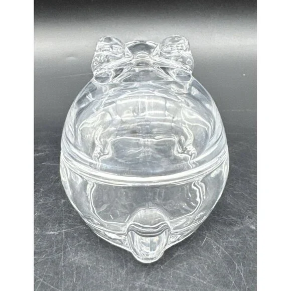 Crate & Barrel Clear Glass Covered Bunny Rabbit Candy Nuts Trinket Dish - Picture 4 of 10